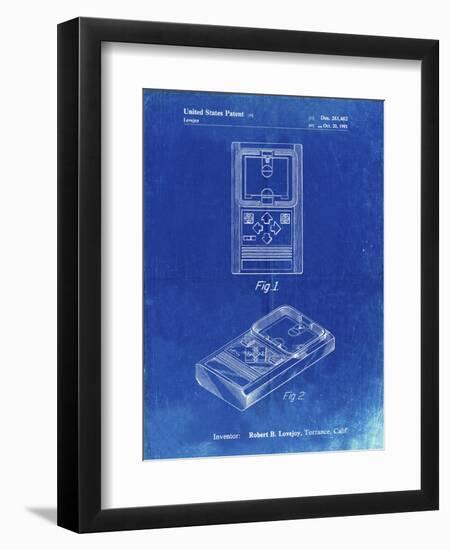 PP950-Faded Blueprint Mattel Electronic Basketball Game Patent Poster-Cole Borders-Framed Giclee Print