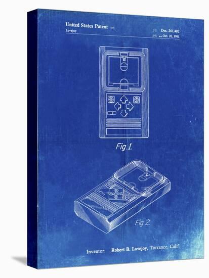 PP950-Faded Blueprint Mattel Electronic Basketball Game Patent Poster-Cole Borders-Stretched Canvas