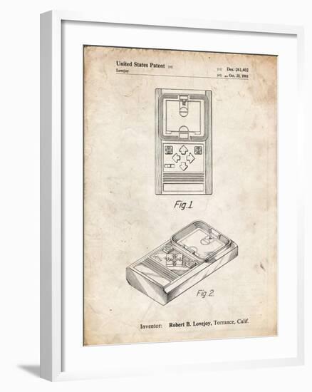 PP950-Vintage Parchment Mattel Electronic Basketball Game Patent Poster-Cole Borders-Framed Giclee Print