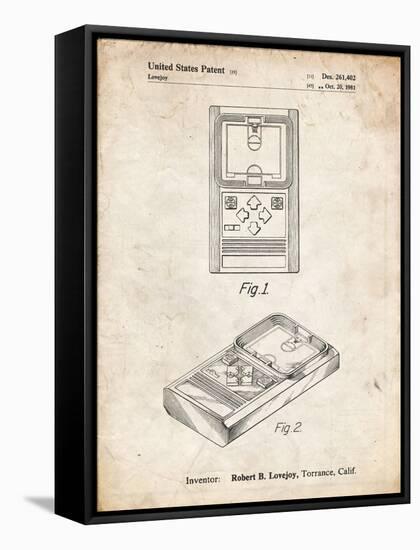 PP950-Vintage Parchment Mattel Electronic Basketball Game Patent Poster-Cole Borders-Framed Stretched Canvas