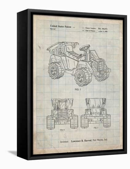 PP951-Antique Grid Parchment Mattel Kids Dump Truck Patent Poster-Cole Borders-Framed Stretched Canvas