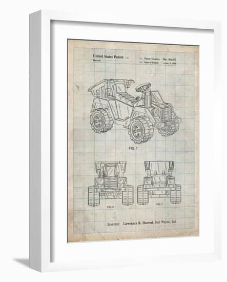 PP951-Antique Grid Parchment Mattel Kids Dump Truck Patent Poster-Cole Borders-Framed Giclee Print