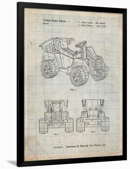 PP951-Antique Grid Parchment Mattel Kids Dump Truck Patent Poster-Cole Borders-Framed Premium Giclee Print