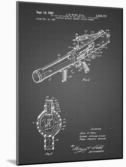 PP952-Black Grid Mattel Toy Pop Gun Patent Poster-Cole Borders-Mounted Giclee Print