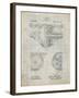 PP953-Antique Grid Parchment Mechanical Gearing 1912 Patent Poster-Cole Borders-Framed Giclee Print