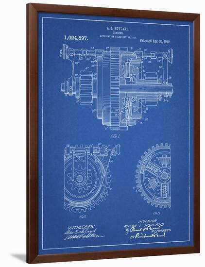 PP953-Blueprint Mechanical Gearing 1912 Patent Poster-Cole Borders-Framed Premium Giclee Print