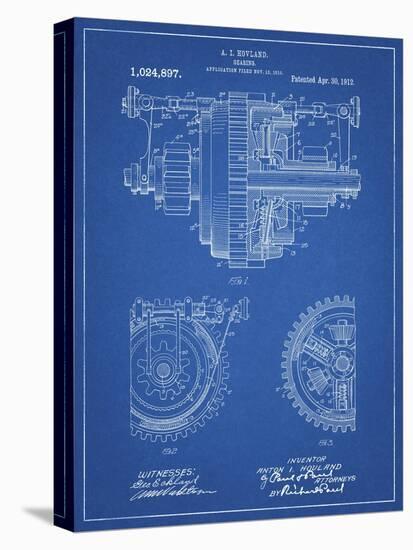 PP953-Blueprint Mechanical Gearing 1912 Patent Poster-Cole Borders-Stretched Canvas