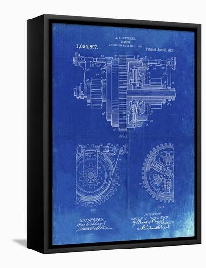 PP953-Faded Blueprint Mechanical Gearing 1912 Patent Poster-Cole Borders-Framed Stretched Canvas