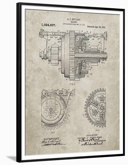 PP953-Sandstone Mechanical Gearing 1912 Patent Poster-Cole Borders-Framed Premium Giclee Print