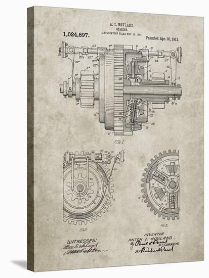 PP953-Sandstone Mechanical Gearing 1912 Patent Poster-Cole Borders-Stretched Canvas