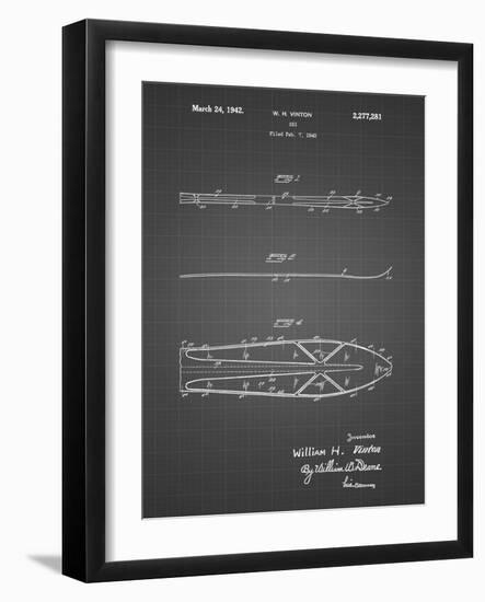 PP955-Black Grid Metal Skis 1940 Patent Poster-Cole Borders-Framed Giclee Print