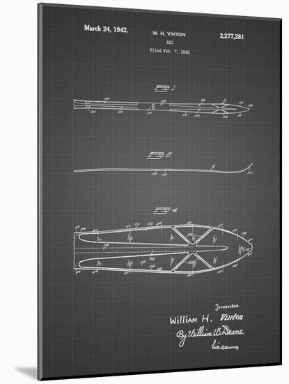 PP955-Black Grid Metal Skis 1940 Patent Poster-Cole Borders-Mounted Giclee Print