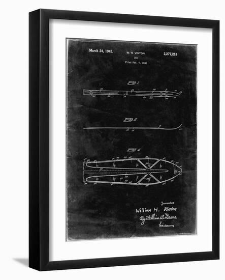 PP955-Black Grunge Metal Skis 1940 Patent Poster-Cole Borders-Framed Giclee Print