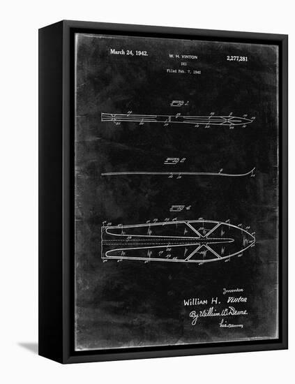 PP955-Black Grunge Metal Skis 1940 Patent Poster-Cole Borders-Framed Stretched Canvas