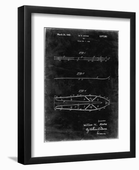PP955-Black Grunge Metal Skis 1940 Patent Poster-Cole Borders-Framed Premium Giclee Print