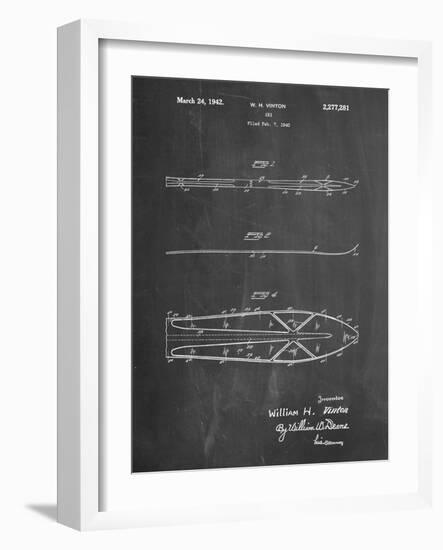 PP955-Chalkboard Metal Skis 1940 Patent Poster-Cole Borders-Framed Giclee Print