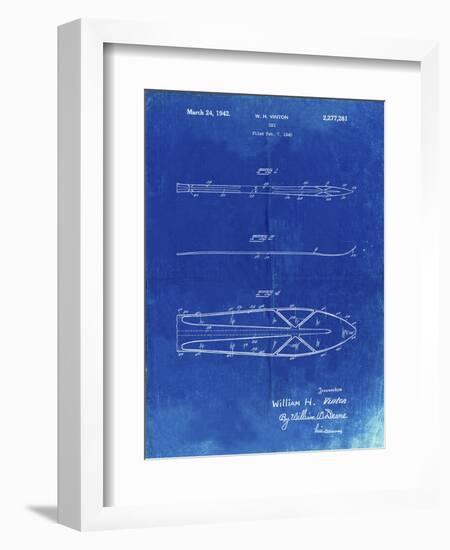 PP955-Faded Blueprint Metal Skis 1940 Patent Poster-Cole Borders-Framed Giclee Print