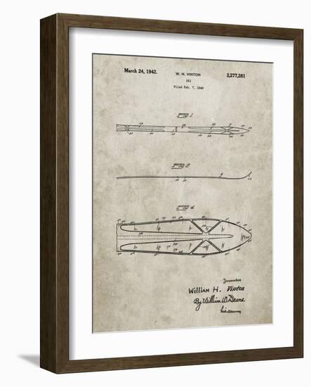 PP955-Sandstone Metal Skis 1940 Patent Poster-Cole Borders-Framed Giclee Print