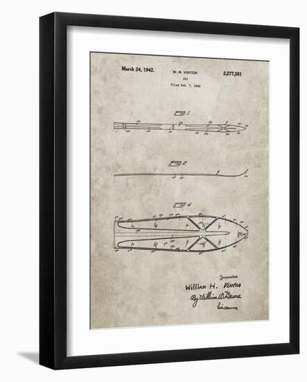 PP955-Sandstone Metal Skis 1940 Patent Poster-Cole Borders-Framed Giclee Print