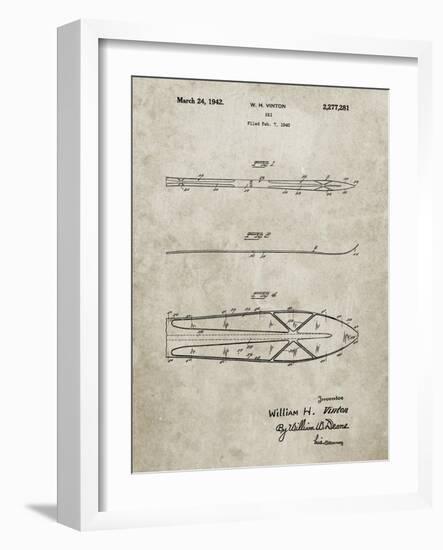 PP955-Sandstone Metal Skis 1940 Patent Poster-Cole Borders-Framed Giclee Print