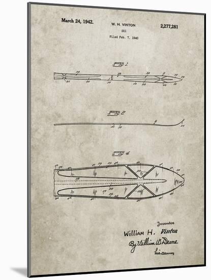 PP955-Sandstone Metal Skis 1940 Patent Poster-Cole Borders-Mounted Giclee Print