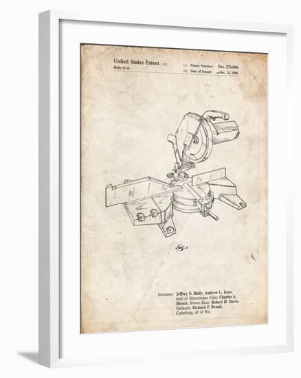 PP956-Vintage Parchment Milwaukee Compound Miter Saw Patent Poster-Cole Borders-Framed Giclee Print