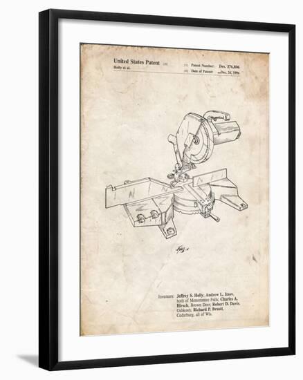 PP956-Vintage Parchment Milwaukee Compound Miter Saw Patent Poster-Cole Borders-Framed Giclee Print