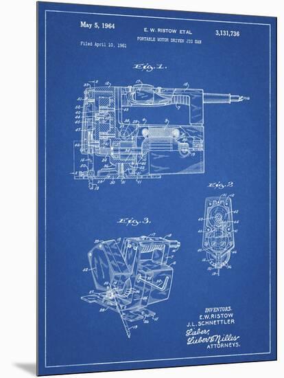 PP957-Blueprint Milwaukee Portable Jig Saw Patent Poster-Cole Borders-Mounted Premium Giclee Print