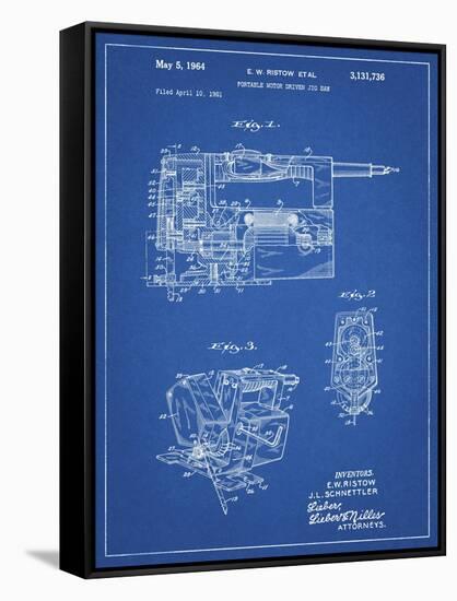 PP957-Blueprint Milwaukee Portable Jig Saw Patent Poster-Cole Borders-Framed Stretched Canvas