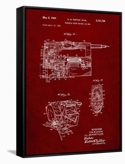 PP957-Burgundy Milwaukee Portable Jig Saw Patent Poster-Cole Borders-Framed Stretched Canvas