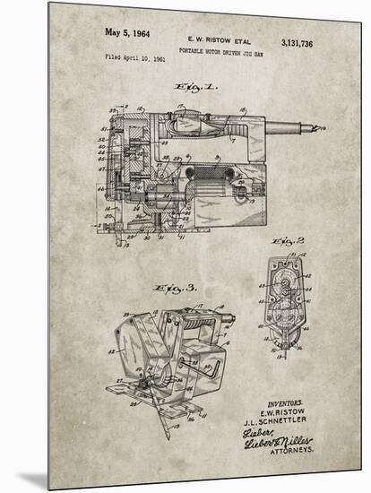 PP957-Sandstone Milwaukee Portable Jig Saw Patent Poster-Cole Borders-Mounted Premium Giclee Print