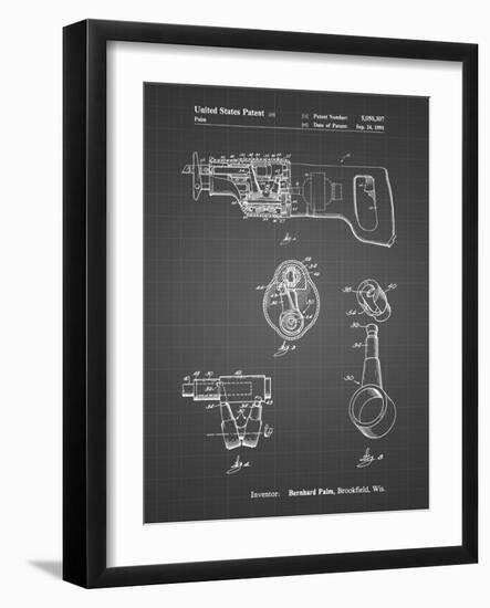 PP958-Black Grid Milwaukee Reciprocating Saw Patent Poster-Cole Borders-Framed Giclee Print