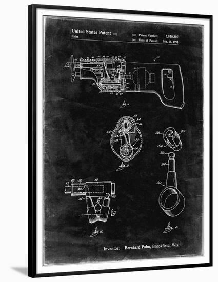 PP958-Black Grunge Milwaukee Reciprocating Saw Patent Poster-Cole Borders-Framed Premium Giclee Print