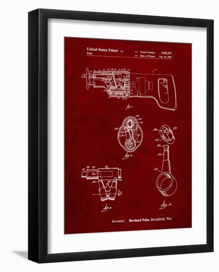 PP958-Burgundy Milwaukee Reciprocating Saw Patent Poster-Cole Borders-Framed Giclee Print