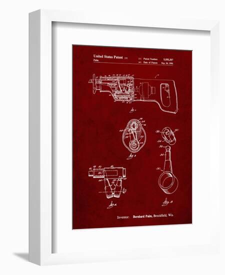 PP958-Burgundy Milwaukee Reciprocating Saw Patent Poster-Cole Borders-Framed Giclee Print