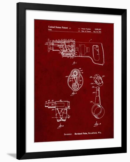 PP958-Burgundy Milwaukee Reciprocating Saw Patent Poster-Cole Borders-Framed Giclee Print