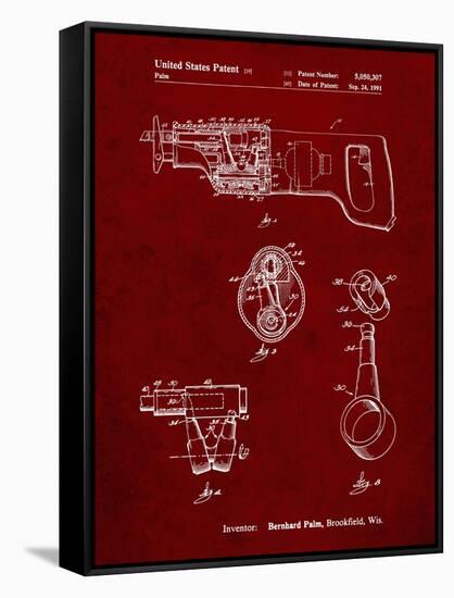 PP958-Burgundy Milwaukee Reciprocating Saw Patent Poster-Cole Borders-Framed Stretched Canvas
