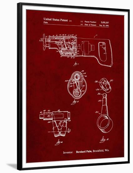 PP958-Burgundy Milwaukee Reciprocating Saw Patent Poster-Cole Borders-Framed Premium Giclee Print