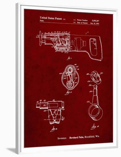 PP958-Burgundy Milwaukee Reciprocating Saw Patent Poster-Cole Borders-Framed Premium Giclee Print