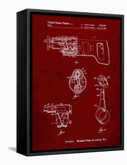 PP958-Burgundy Milwaukee Reciprocating Saw Patent Poster-Cole Borders-Framed Stretched Canvas