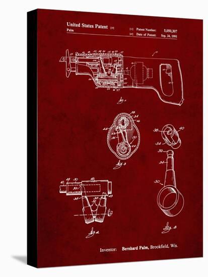 PP958-Burgundy Milwaukee Reciprocating Saw Patent Poster-Cole Borders-Stretched Canvas