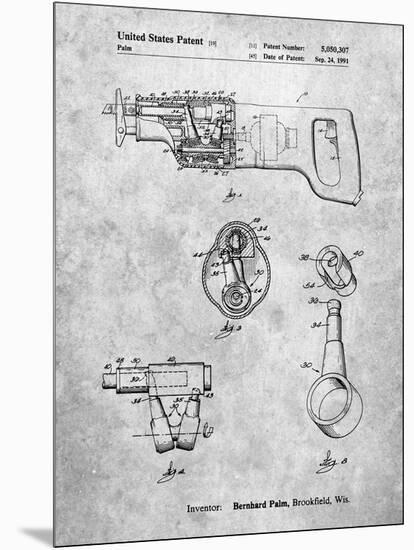 PP958-Slate Milwaukee Reciprocating Saw Patent Poster-Cole Borders-Mounted Premium Giclee Print