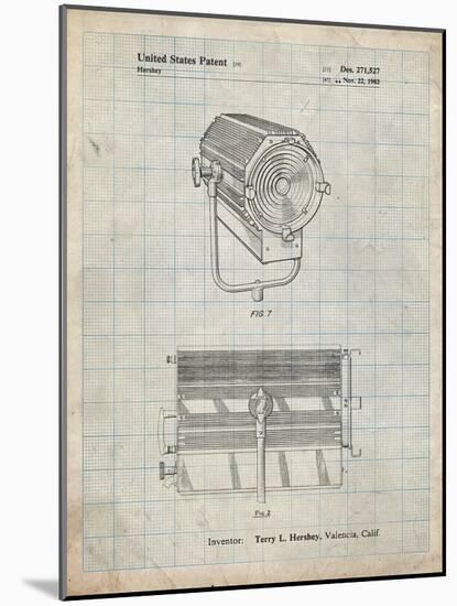 PP961-Antique Grid Parchment Mole-Richardson Film Light Patent Poster-Cole Borders-Mounted Giclee Print