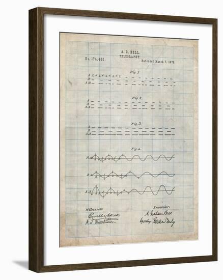 PP962-Antique Grid Parchment Morse Code Patent Poster-Cole Borders-Framed Giclee Print