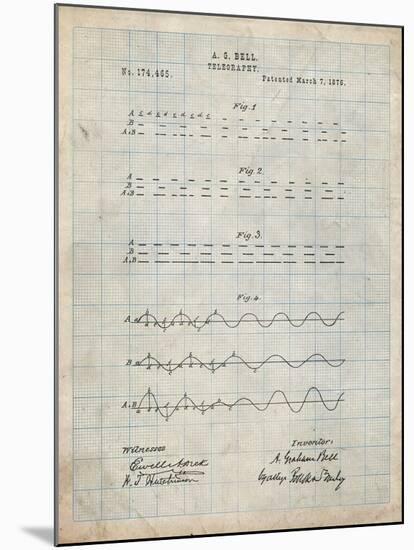 PP962-Antique Grid Parchment Morse Code Patent Poster-Cole Borders-Mounted Giclee Print