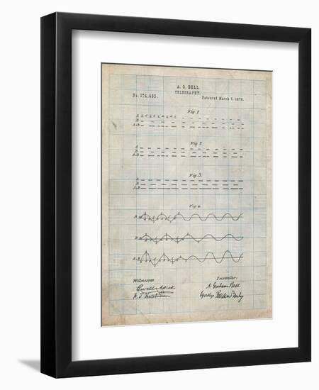 PP962-Antique Grid Parchment Morse Code Patent Poster-Cole Borders-Framed Premium Giclee Print