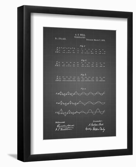 PP962-Black Grid Morse Code Patent Poster-Cole Borders-Framed Premium Giclee Print