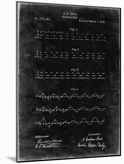 PP962-Black Grunge Morse Code Patent Poster-Cole Borders-Mounted Giclee Print