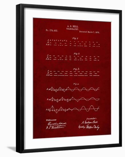 PP962-Burgundy Morse Code Patent Poster-Cole Borders-Framed Giclee Print