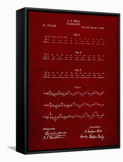 PP962-Burgundy Morse Code Patent Poster-Cole Borders-Framed Stretched Canvas